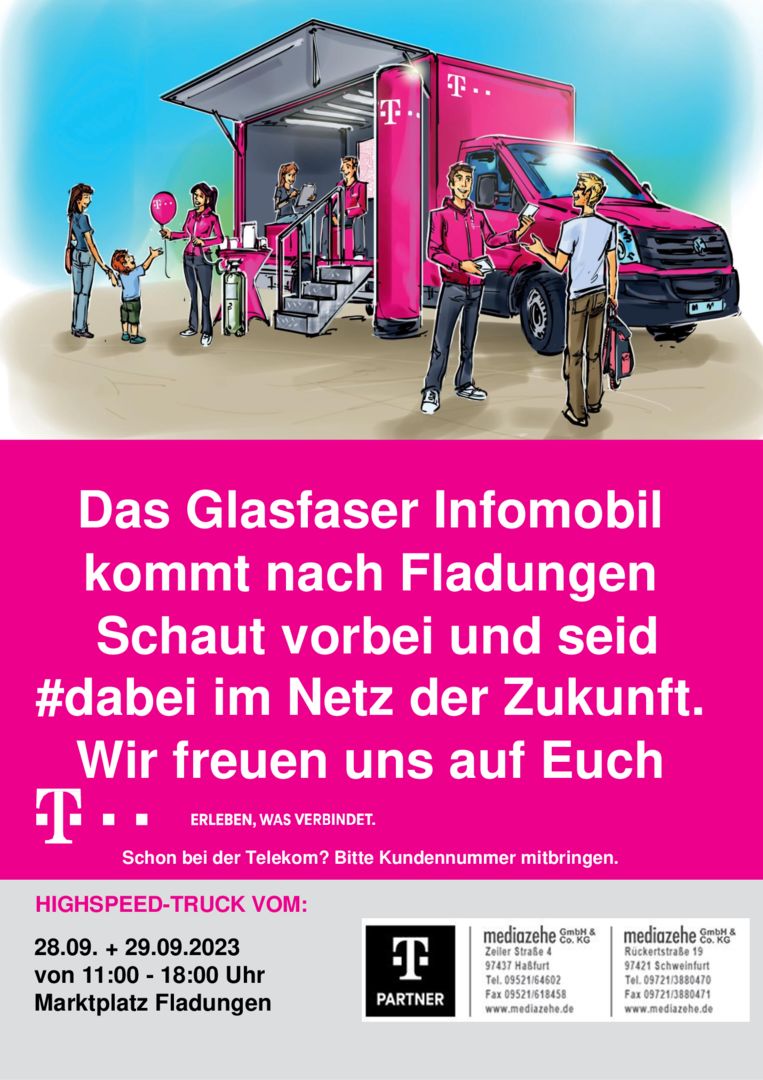 Das Glasfaser Infomobil  kommt nach Fladungen - Telekom