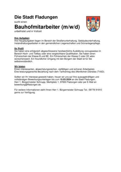 thumbnail of Stellenausschreibung Bauhofmitarbeiter 01.2024